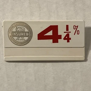 Vintage 60s Federal Savings And Loan Insurance Corporation Name Tag Badge 4 1/4% - Picture 1 of 5