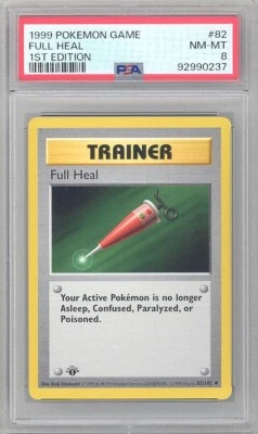 PSA 8 - Pokemon Card - Base 82/102 - FULL HEAL (uncommon) *1st Edition* - NM-MT - Image 1 of 2