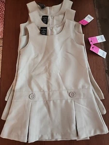 George Girls' School Uniforms(3) Empire Waist Pleated Jumper Sz4 NEW Tan Zipper - Picture 1 of 2