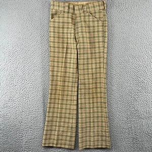 Vintage 70s Lock Prest Plaid Check Pants Size 14 Women's Multicolor Made In USA - Picture 1 of 15
