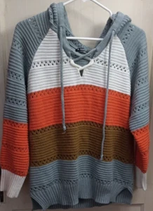 Suéter Sheilay Color Block Cordón Capucha Elegante Manga Larga Talla Mediana - Imagen 1 de 3
