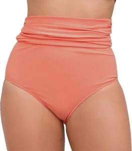 Halcurt Women’s High Waisted Ruched Bikini Swimwear Bottoms Tummy Control Full L - Picture 1 of 6