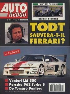 AUTO HEBDO Nr. 881 19.05.1993 DE TOMASO PANTERA VENTURI 500LM PORSCHE 968 - Bild 1 von 1