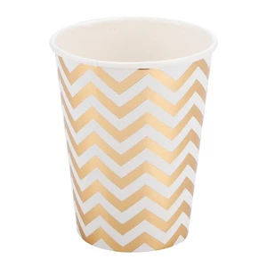 Disposable Party Paper Cups 8 270ml Double Layer Foil Stamping - Picture 1 of 8