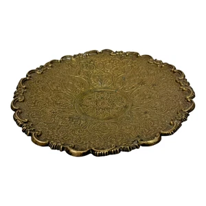 1920's Vintage Old Antique Brass Fine Engraved & Embossed Fruit Bowl / Tray - Picture 1 of 10