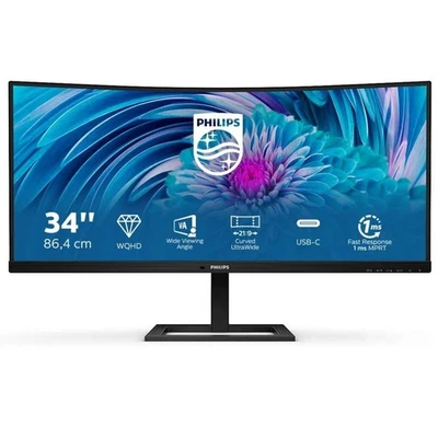 Philips E Line 346E2CUAE 34" VA LCD  FreeSync Monitor, HDMI DP 4ms Resp Asp 21:9 - Image 1 of 4