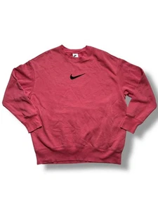Nike Crewneck Sweatshirt Small Red Fleece Pullover Centre Swoosh Logo - Picture 1 of 11