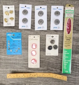 Vintage Knöpfe Reißverschluss Sears Coatmakers rot rosa neu aus altem Lagerbestand Begriffe Grannycore - Bild 1 von 18