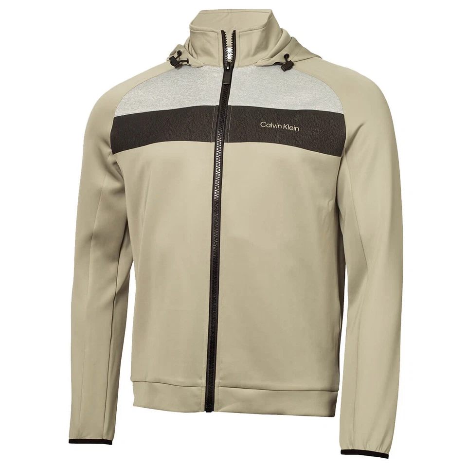Calvin Klein 男式断裂连帽全拉链弹力面料高尔夫连帽衫 — 第 1/1 张图片