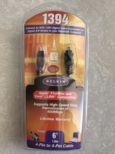 Belkin Pro Series IEEE 1394 Câble compatible FireWire6’ 4 broches vers 4 broches Neuf - Photo 1/4