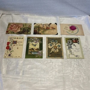 Lot Of 7 Vintage Best Wishes Postcards Used & Unused With Stamps, 1907-1917 - Picture 1 of 21