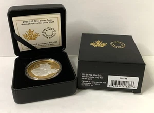 2025 Animal Portraits: Grey Wolf $20 Fine Silver Coin UNC - Royal Canadian Mint - Picture 1 of 4