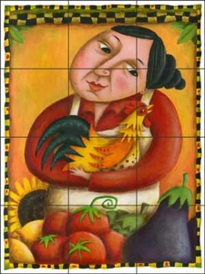 Rooster Tile Backsplash Cindy Revell Kitchen Art Ceramic Mural POV-CR009 - Picture 1 of 5