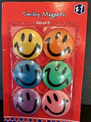 Imanes de nevera con cara sonriente Memo Locker Pizarra de anuncios 6/pk Nuevo Foto 1 de 4