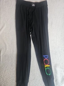 Polo Ralph Lauren Jogger Pants Men's Medium Black Spell Out Colorful Sleepwear - Picture 1 of 8