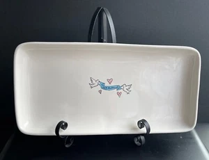 Rae Dunn JUST MARRIES con vassoio/piatto colombe regalo doccia matrimonio - magenta - Foto 1 di 5