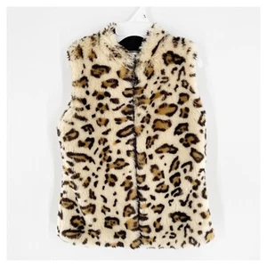 American Widgeon Girls Faux Fur Leopard Zip Front Vest Size 6/6X - Picture 1 of 5