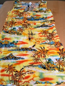 VINTAGE NWT PALMWAVE HAWAIIAN FLORAL CINCHED TANK DRESS WOMENS SZ L - Picture 1 of 6