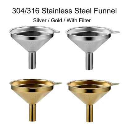 Mini funil de filtro de metal de aço inoxidável para encher garrafa pequena prata ouro - Imagem 1 de 4