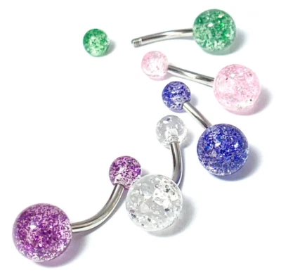 Ювелирные изделия для тела из морской стали 14 г ультраблестящие кольца для живота упаковка 5 шт. - Изображение 1 из 4