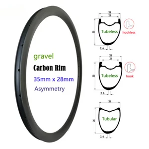 Cerchio carbonio bici ghiaia 700C 38mm profondità 28mm larghezza disco asimmetrico/freno a V - Foto 1 di 12