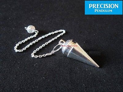 Silver Oracle Solid Metal Precision Pendulum W/ Chain Dowsing Divination Energy • 6.99$