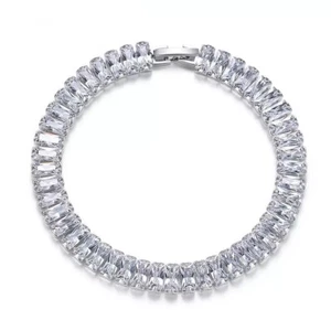 ZARD Tennis Bracelet in Emerald Cut Cubic Zirconia - Picture 1 of 5