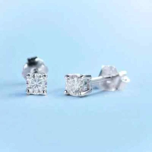 1 Ct Round Cut Real Moissanite Women Solitaire Stud Earring 14k White Gold Over - Imagen 1 de 6