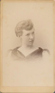 CDV Antique Photo Carte Visite Beautiful Young Woman Sheer Sleeves Kingston NY - Picture 1 of 5