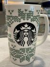Starbucks Green Nordic Fair Isle Sweater White Ceramic Tall Coffee Tea Mug Cup 1