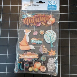 PEGATINAS OTOÑO ACCIÓN DE GRACIAS Otoño boda calabaza búho zorro 3d brillo erizo  - Imagen 1 de 2