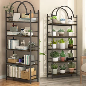 195cm Tall 5Tier Indoor Plant Stand Arch Top Industrial Wood Flower Potted Shelf - Picture 1 of 20