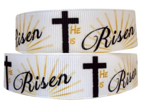 Nastro grosgrain 7/8" è risorto croce cristiana fai da te fiocchi per capelli artigianato - Foto 1 di 4
