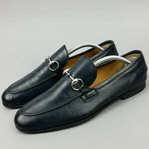 GUCCI Jordaan Horsebit loafers navy blue leather 8 US 41 EUR 281936