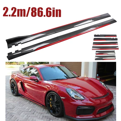 Carbon Fiber Look 86.6" Side Skirt Extension Spoiler Splitter For Porsche Cayman - Изображение 1 из 4