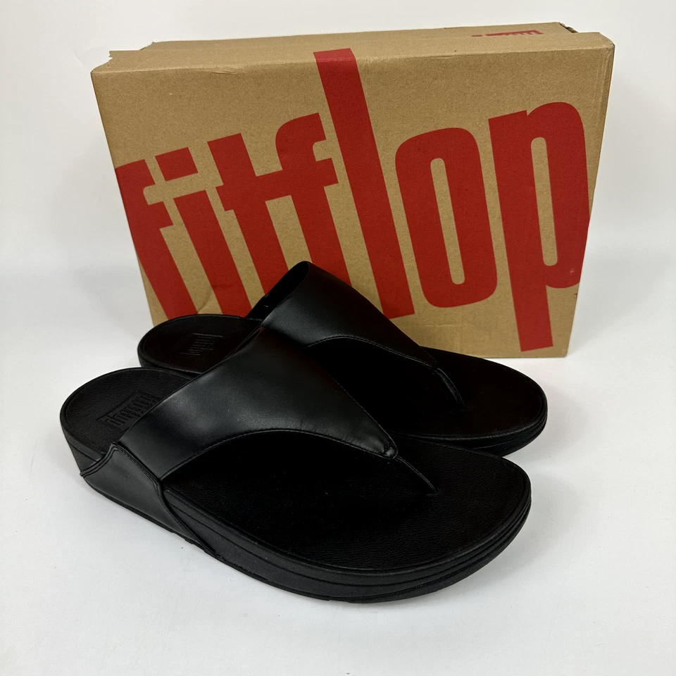 FitFlop Womens Sandals Lulu Leather Toepost Black Size 10