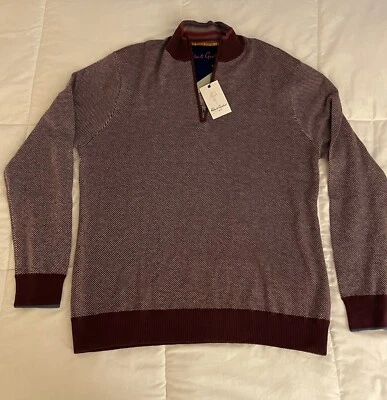 ROBERT GRAHAM RHETT BURGUNDY XL CLASSIC FIT HALF ZIP 1/2 WOOL SWEATER NWT $228 - Image 1 of 4