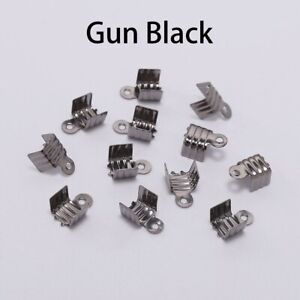 200pcs Small Cord End Tip Fold Over Three-wire Clasp Crimp Cord Buckle Connector