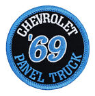 1969 Chevrolet Panel Truck Embroidered Patch - Black Ripstop/Aqua Iron-On Sew-On