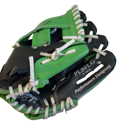 Rawlings T Ball Glove 9" Green/Black Rt-Hand Thrower Youth Player Series PL90LG - Image 1 of 4