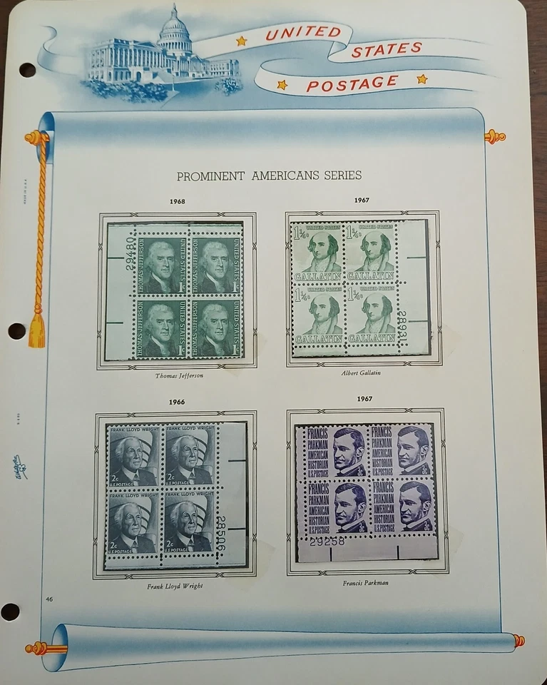 U.S - 1966 - 1968 - PROMINENTS AMERICAN SERIES -BLOCKS OF 4 STAMPS MH & MNH-238 - Image 1 of 1