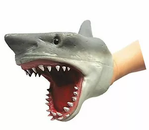 HAI HANDPUPPE weich dehnbar Gummibacken Baby Hai Lied 6 Zoll toll weiß - Bild 1 von 3