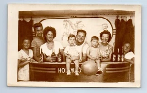 Family Beer Bar Hollywood Studio Portrait RPPC Photograph/ Postcard c.1940 - Picture 1 of 2