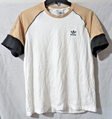 Adidas Originals 3-Stripes SS Crew T-Shirt Men's XL White/Tan Activewear - Image 1 of 4
