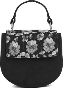 Ruby Shoo ACAPULCO Vintage FLORAL Mini Saddle Bag / Handtasche Blk Rockabilly - Bild 1 von 1