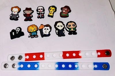10 piezas Halloween Película Terror Zapato/Pulsera Dijes 2 Pulseras Incluidas. Foto 1 de 4