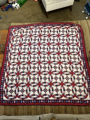 Better Homes & Gardens Red White And Blue Quilt Printed Used - Image 1 of 4