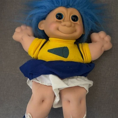 Muñeca Troll Animadora Russ Berrie Vintage Años 90 Pelo Azul Retro Foto 1 de 2