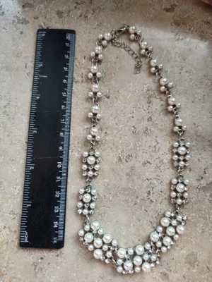 Hochzeitskette Perlen Strass Silber 40cm - Bild 1 von 3