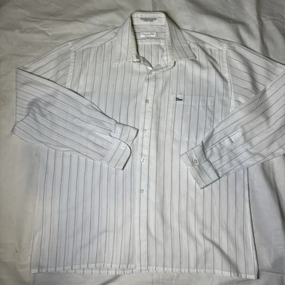 Camisa de vestir CHRISTIAN DIOR Chemises a rayas para mujer talla 18 blanca vintage Foto 1 de 4